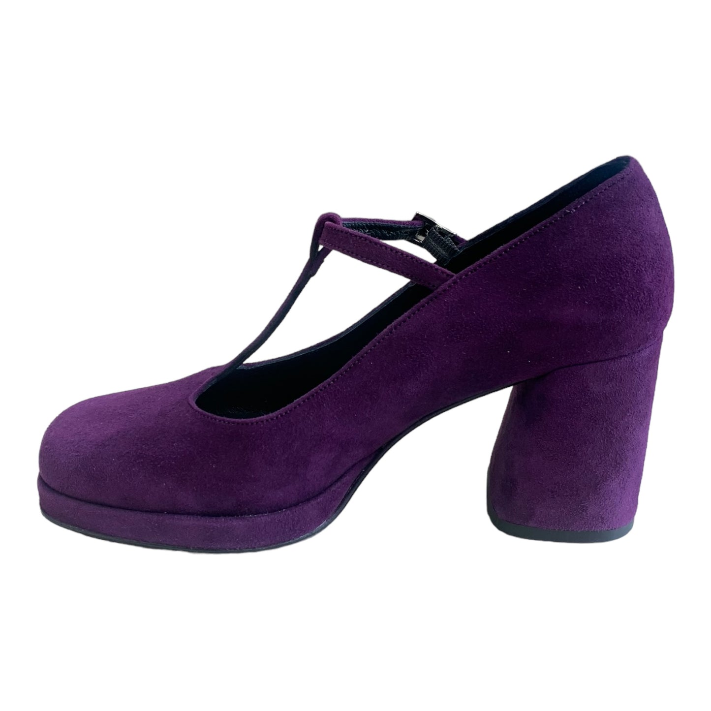 SCARPA CHARLESTON IN PELLE SCAMOSCIATA VIOLA CON PLATEAU