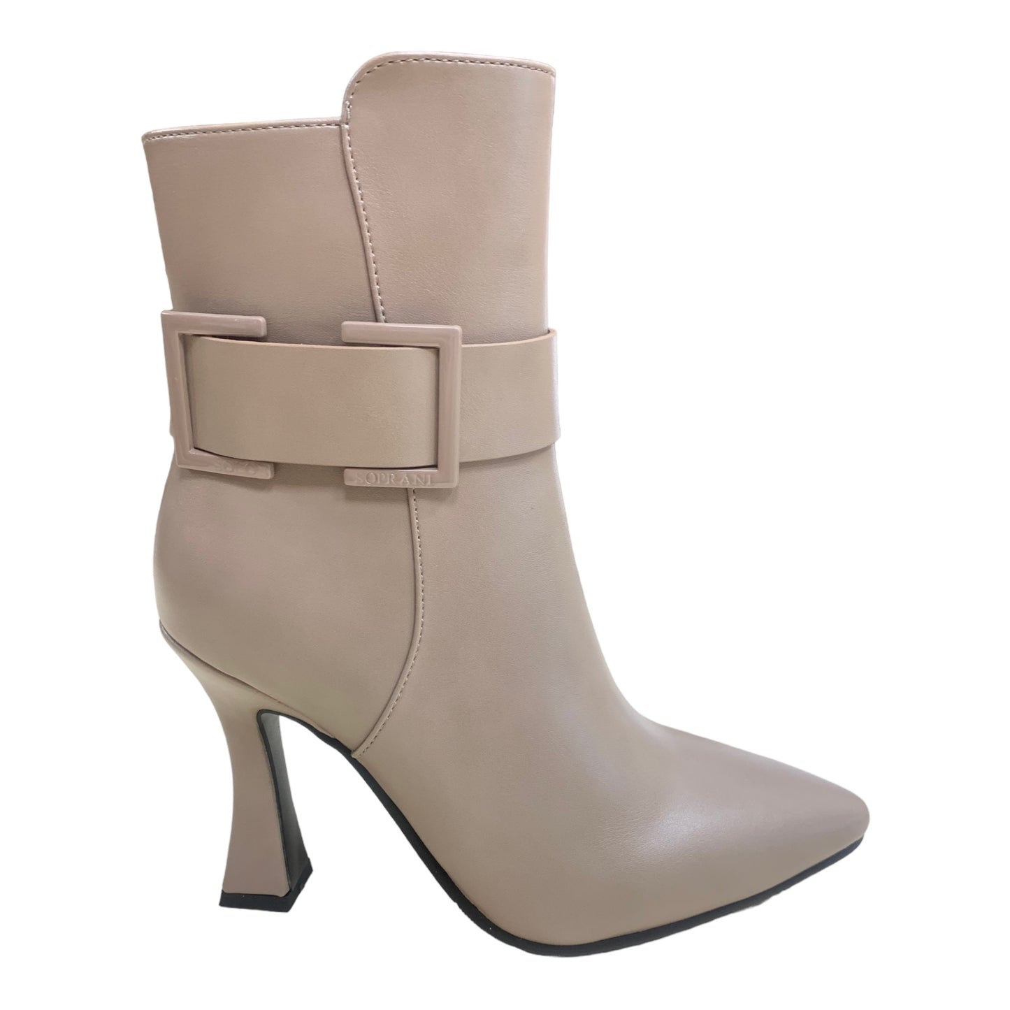 STIVALETTO BEIGE CON CINTURINO RETTANGOLARE