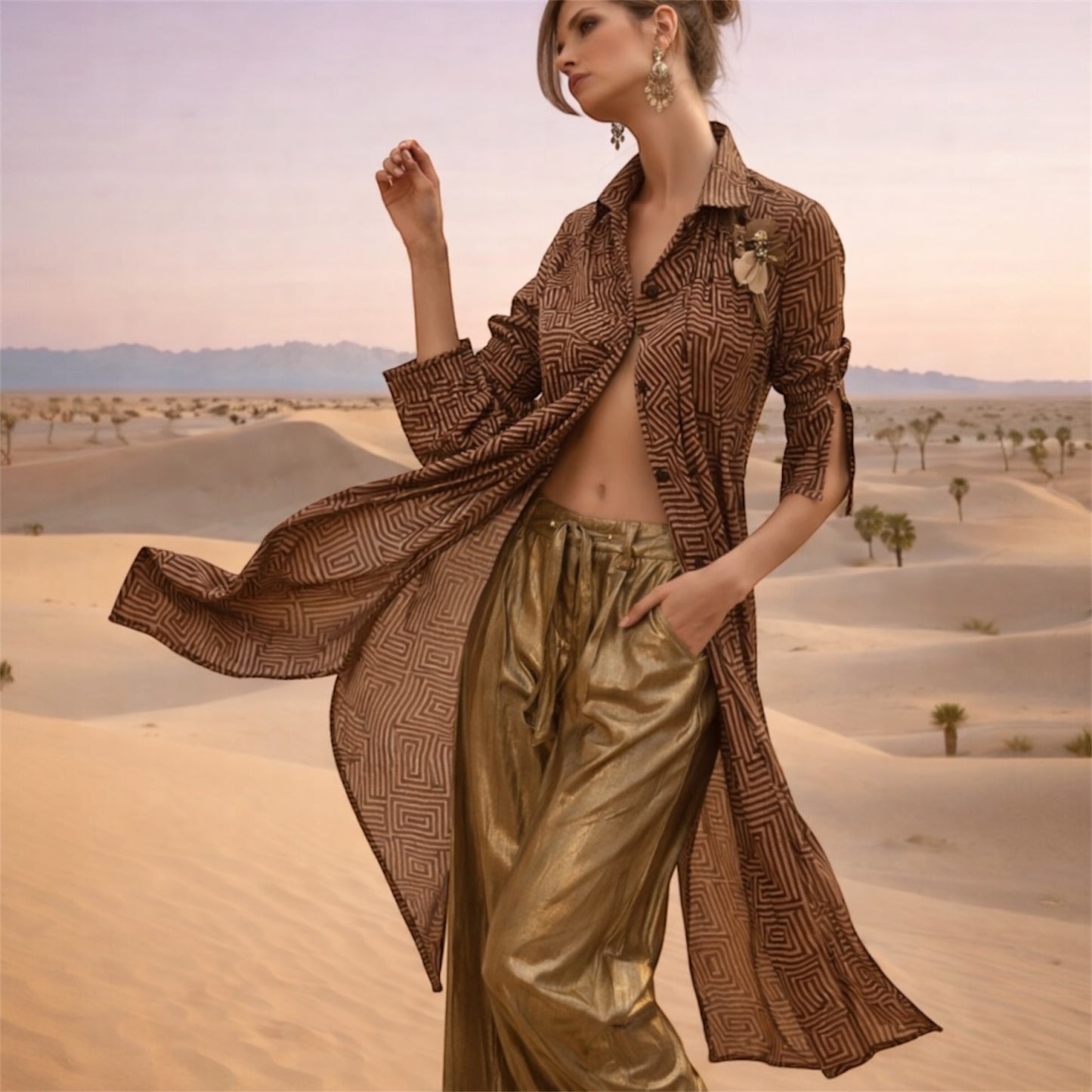 Vestito chemisier fantasia geometrica - Pancho