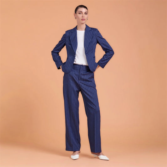 Tailleur gessato blu
