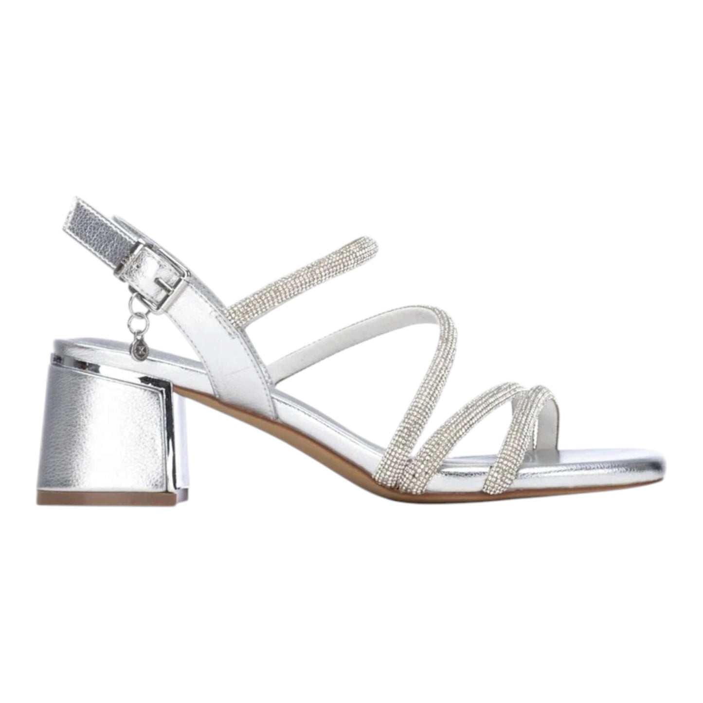 Sandali con fasce e strass - Argento