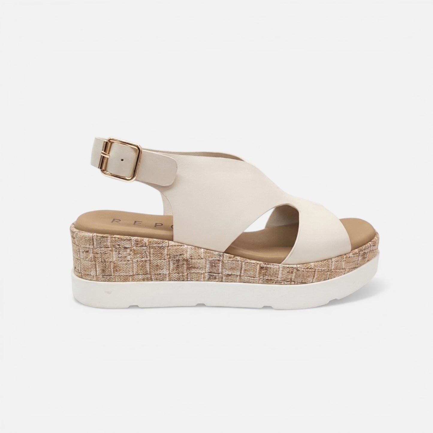 Sandali con zeppa avorio