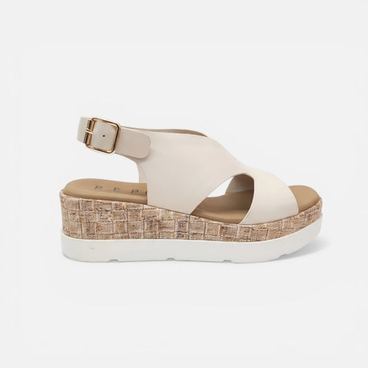 Sandali con zeppa avorio