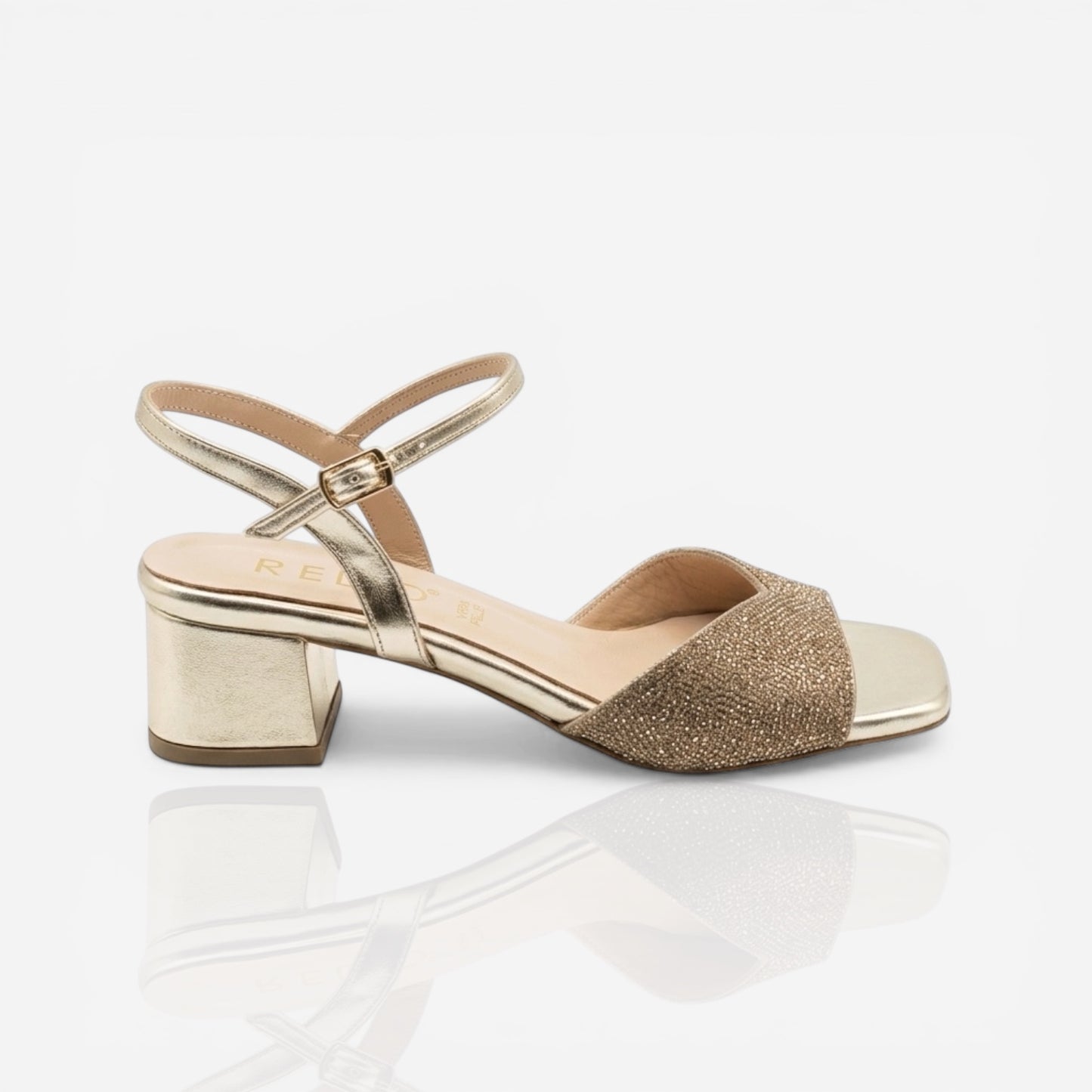Sandali gioiello con tacco 4 cm  - gold