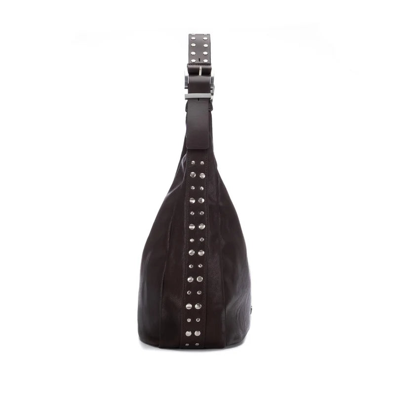 Borsa a spalla con borchie - Brown
