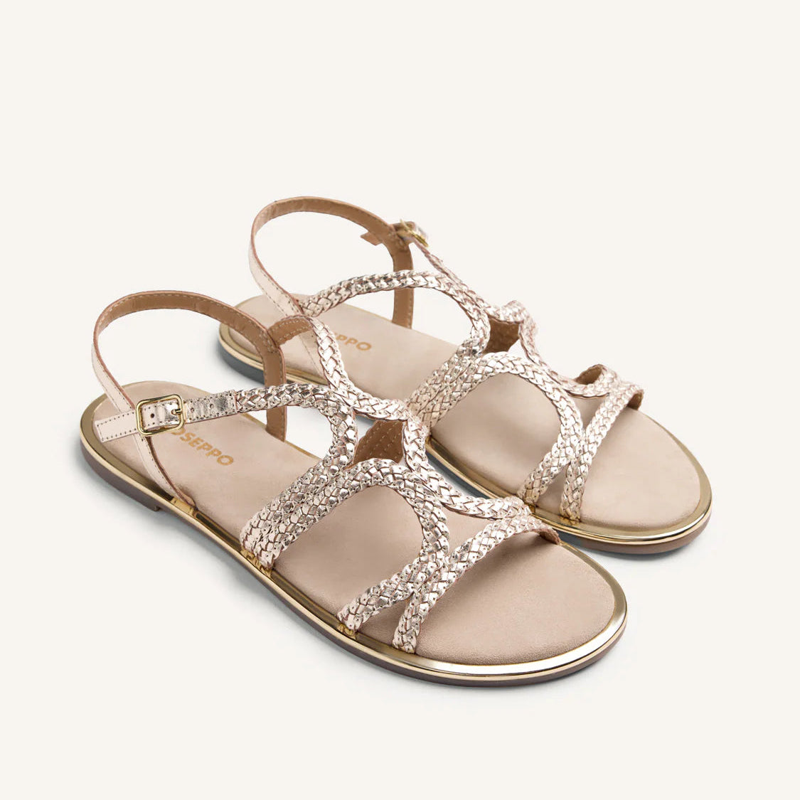 Sandali bassi intrecciati platino