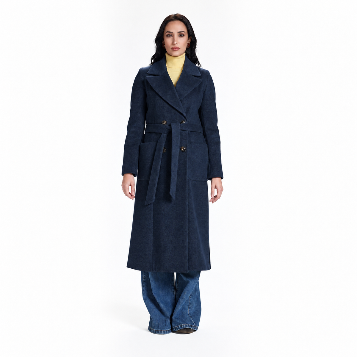 Cappotto lungo con cinta Take.Two