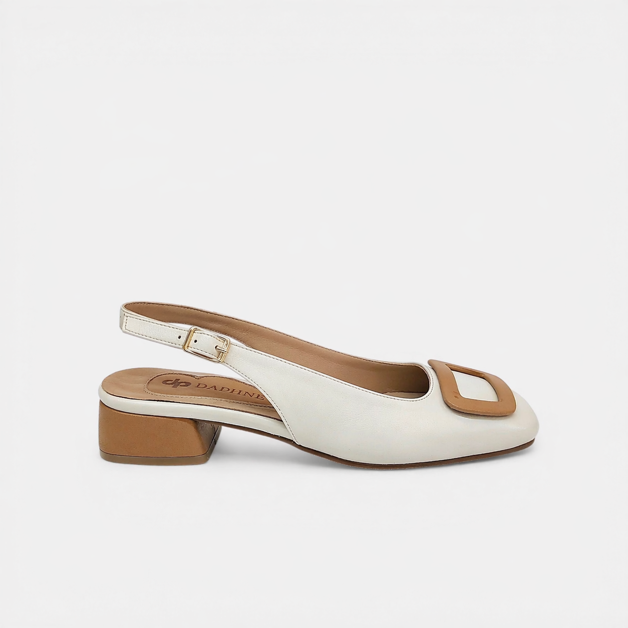 Slingback in pelle bicolor