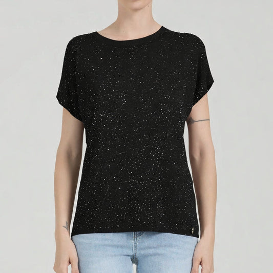 T-shirt con strass - Nero