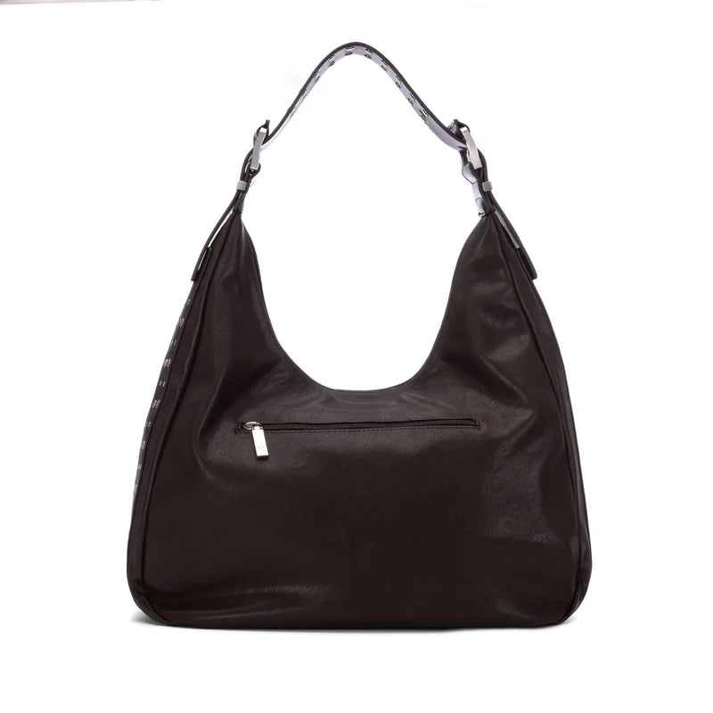 Borsa a spalla con borchie - Brown