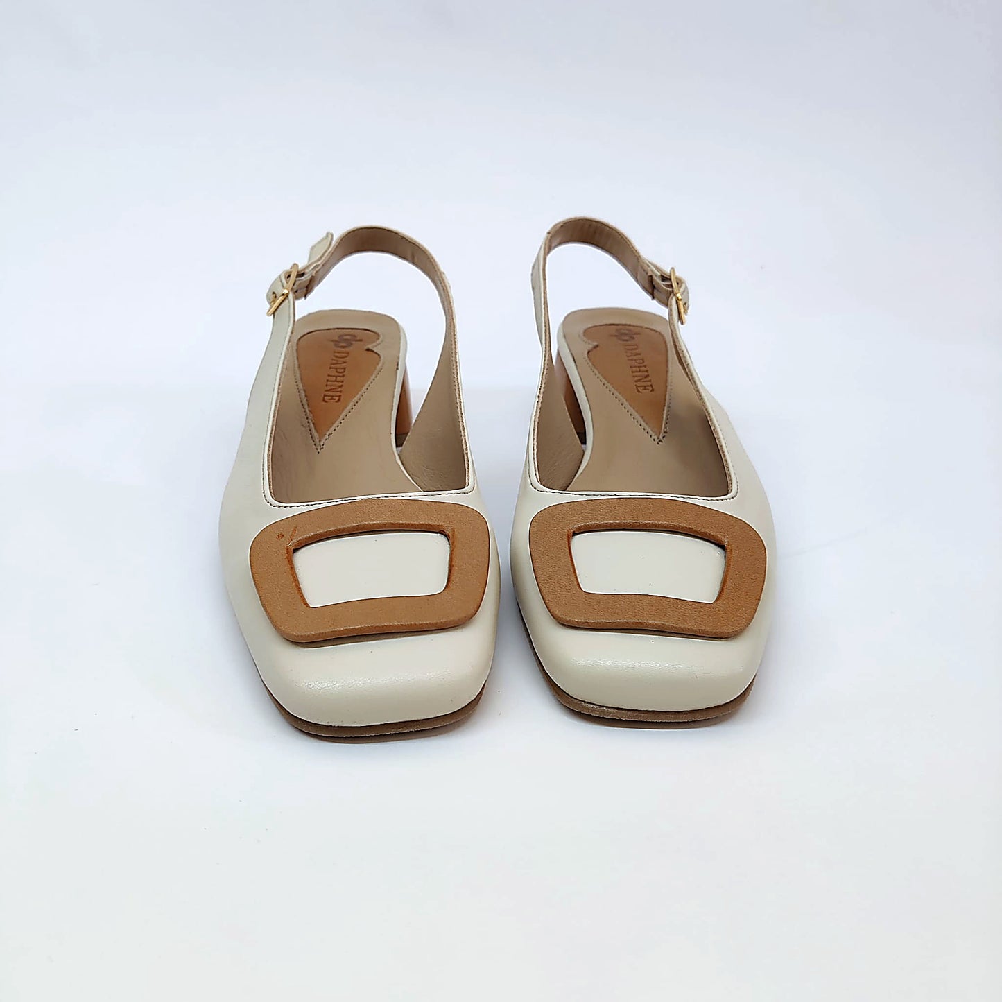 Slingback in pelle bicolor