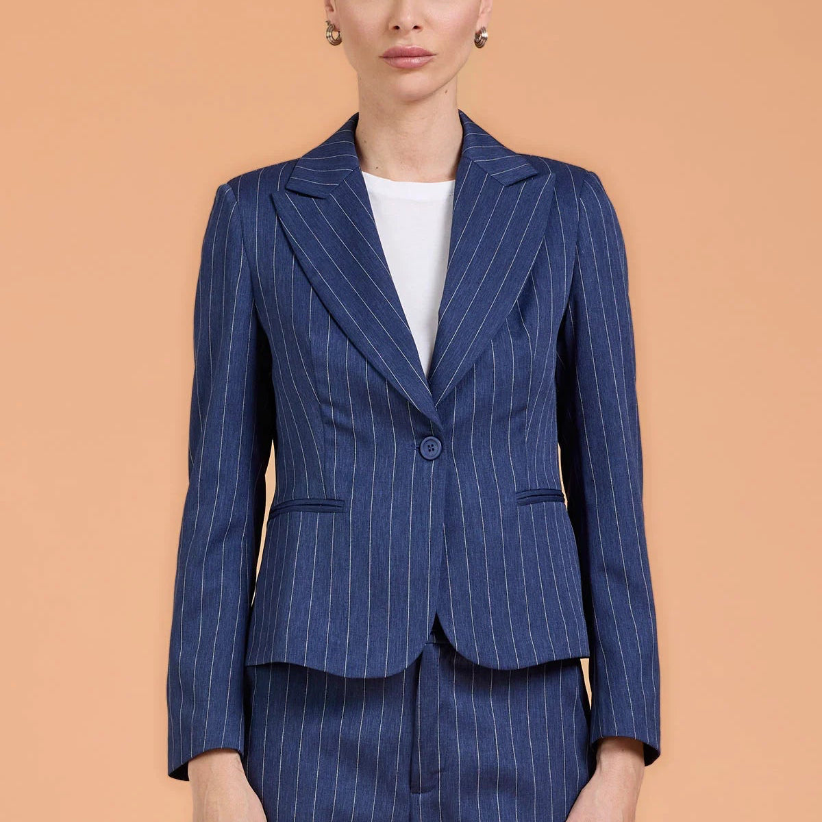 Pantalone tailleur gessato blu