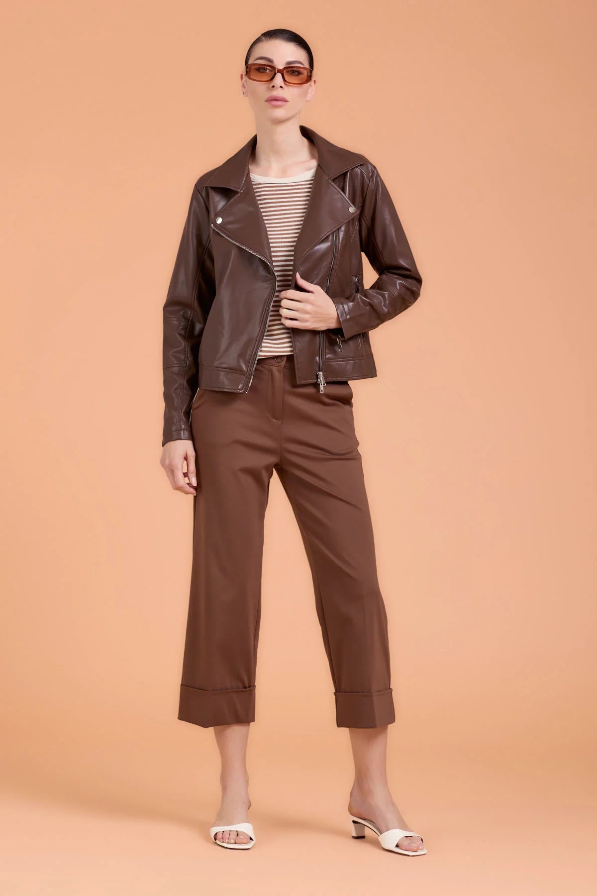 Chiodo in ecopelle - Brown