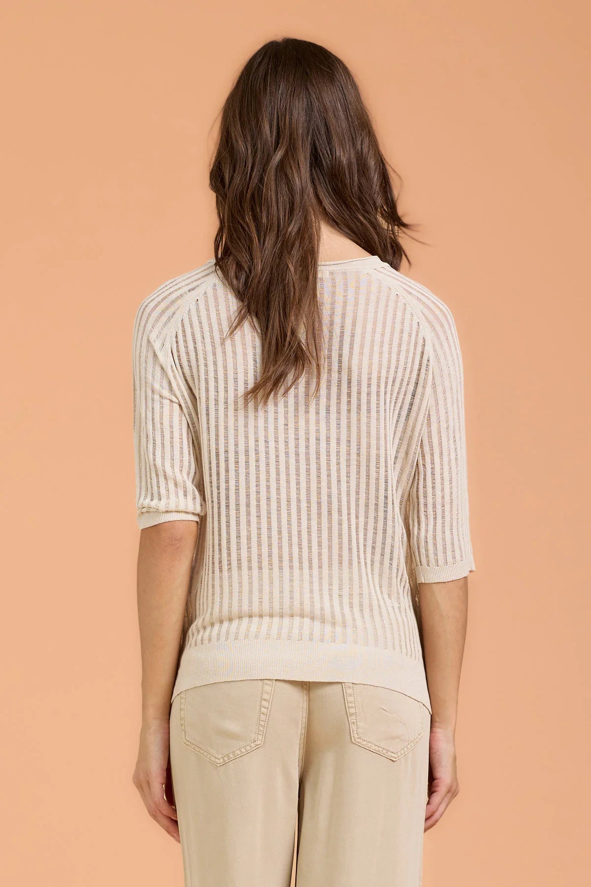 Maglia girocollo trasparenze