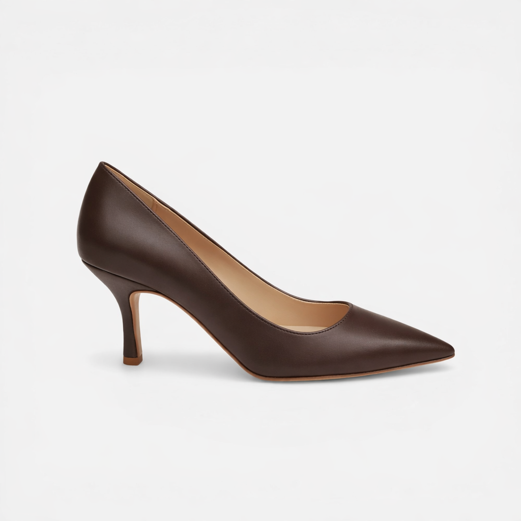 Décolleté in pelle marrone