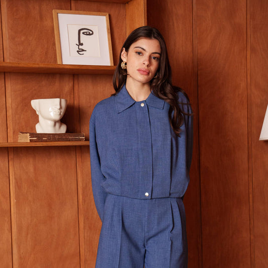 Bomber crop in denim