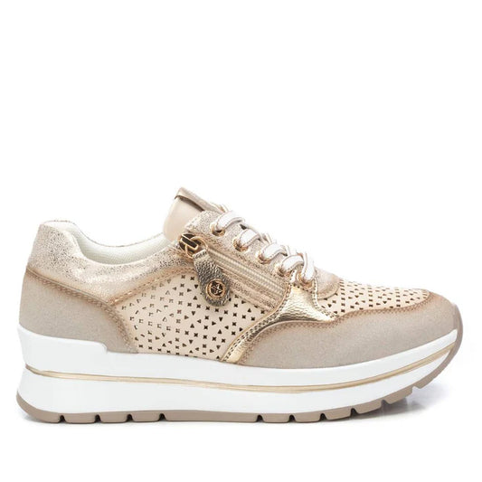 Sneakers beige con zip e soletta estraibile