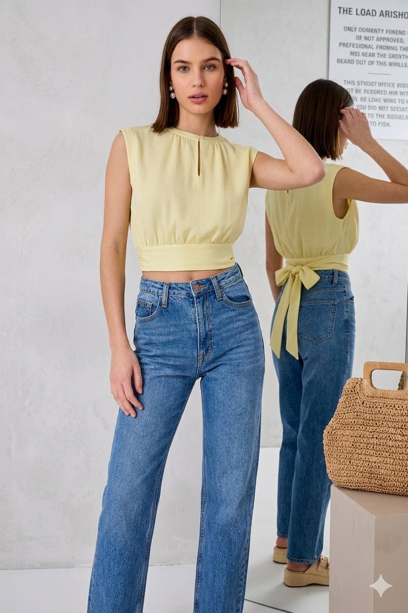 Top corto Maguie con scollo da annodare dietro - CK08161-1