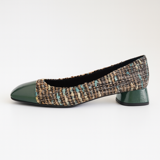 Scarpa Manila in tweed e vernice