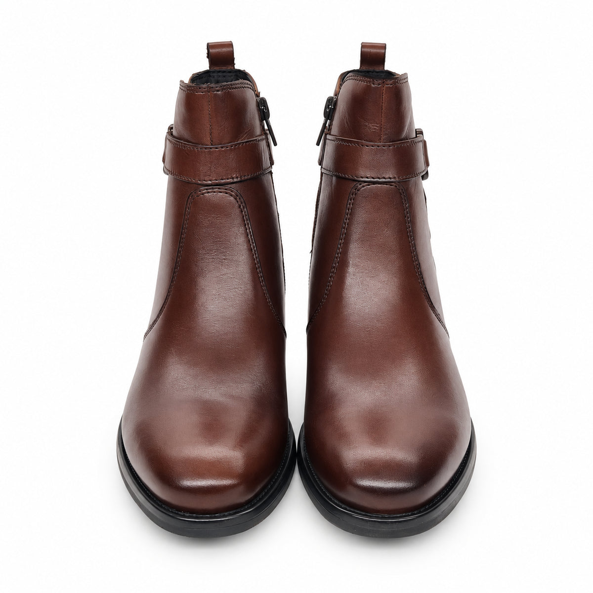 Stivaletti Classici in Pelle Marrone con Tacco