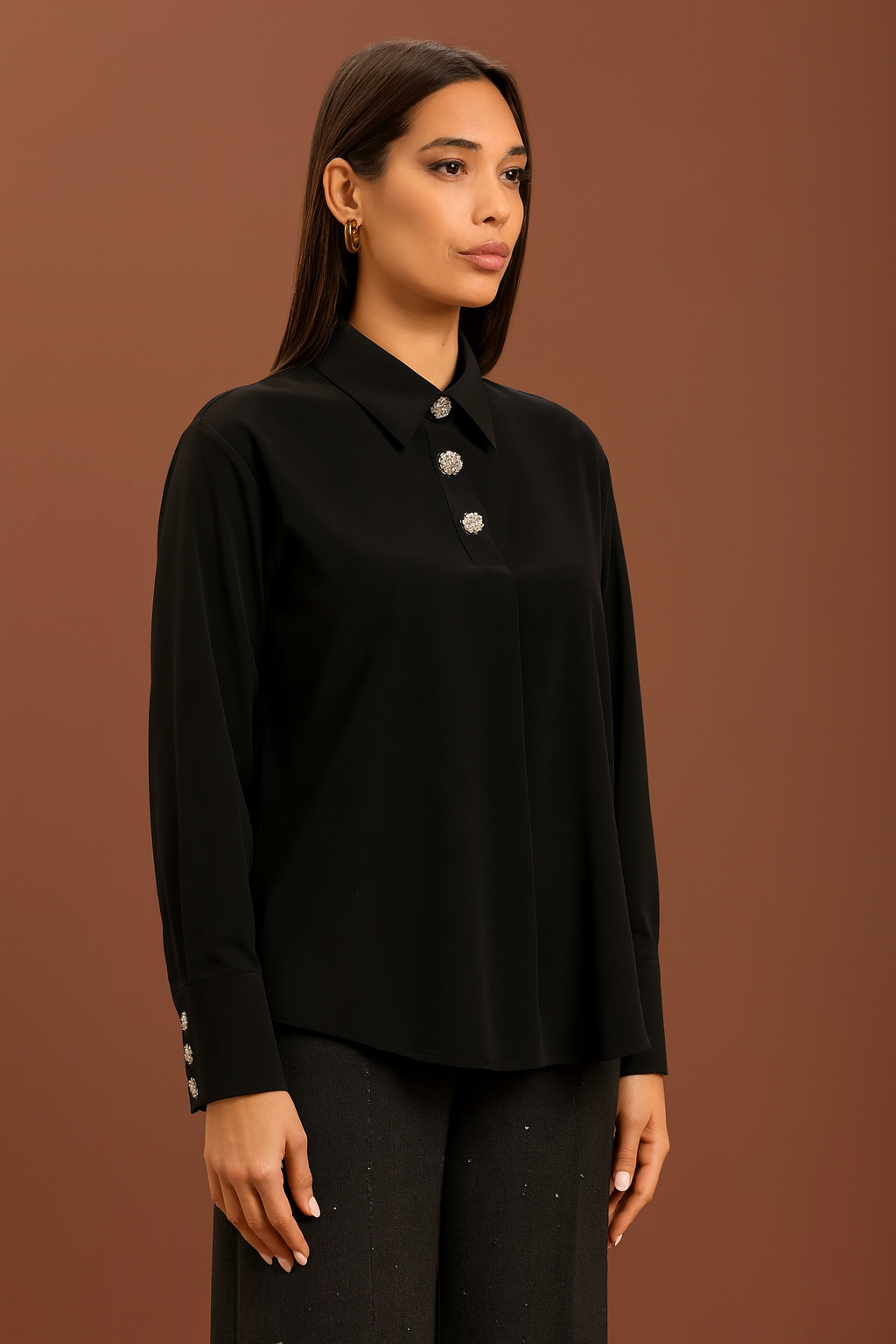 Camicia dettaglio bottone - Nero