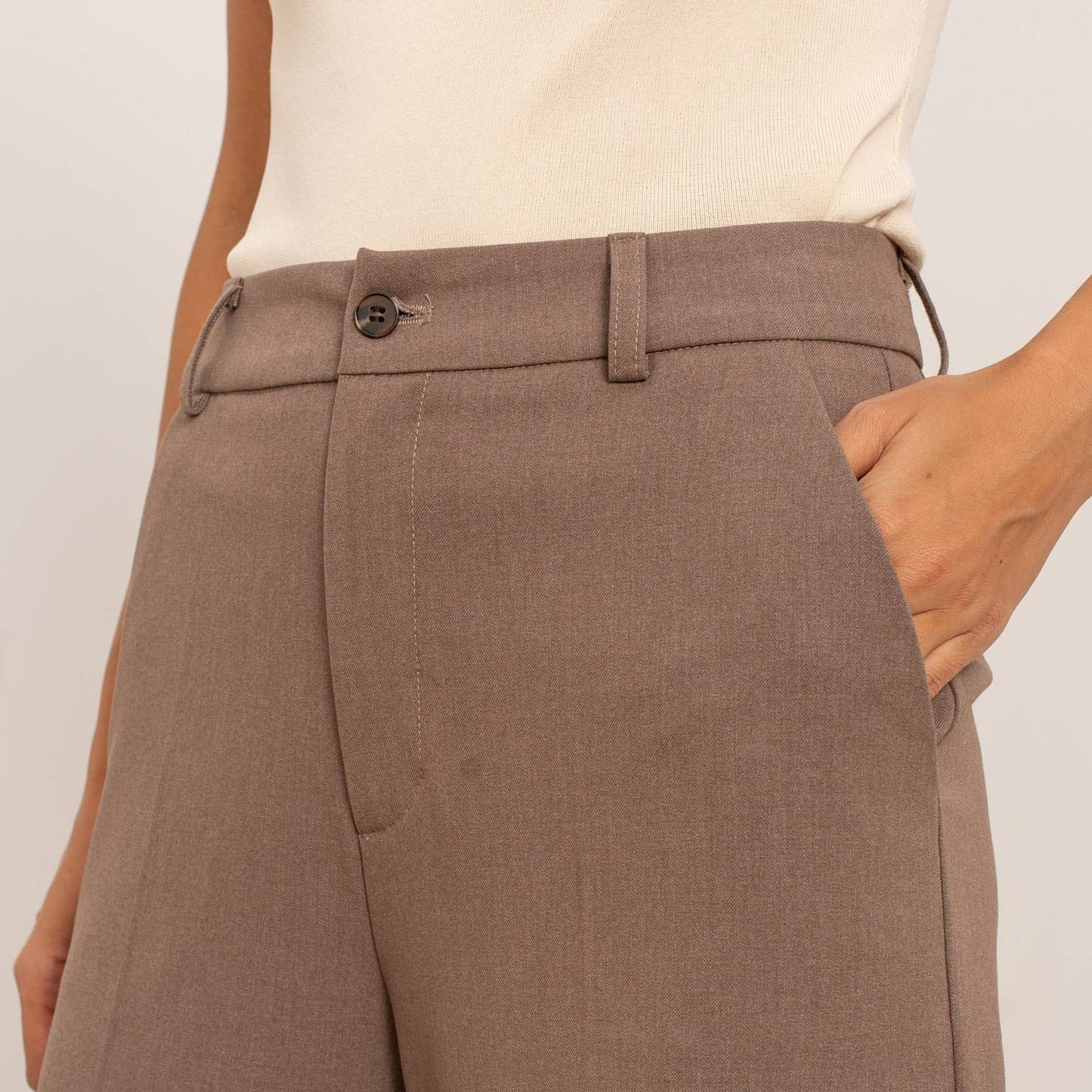 Pantaloni sartoriali a gamba larga - Tortora