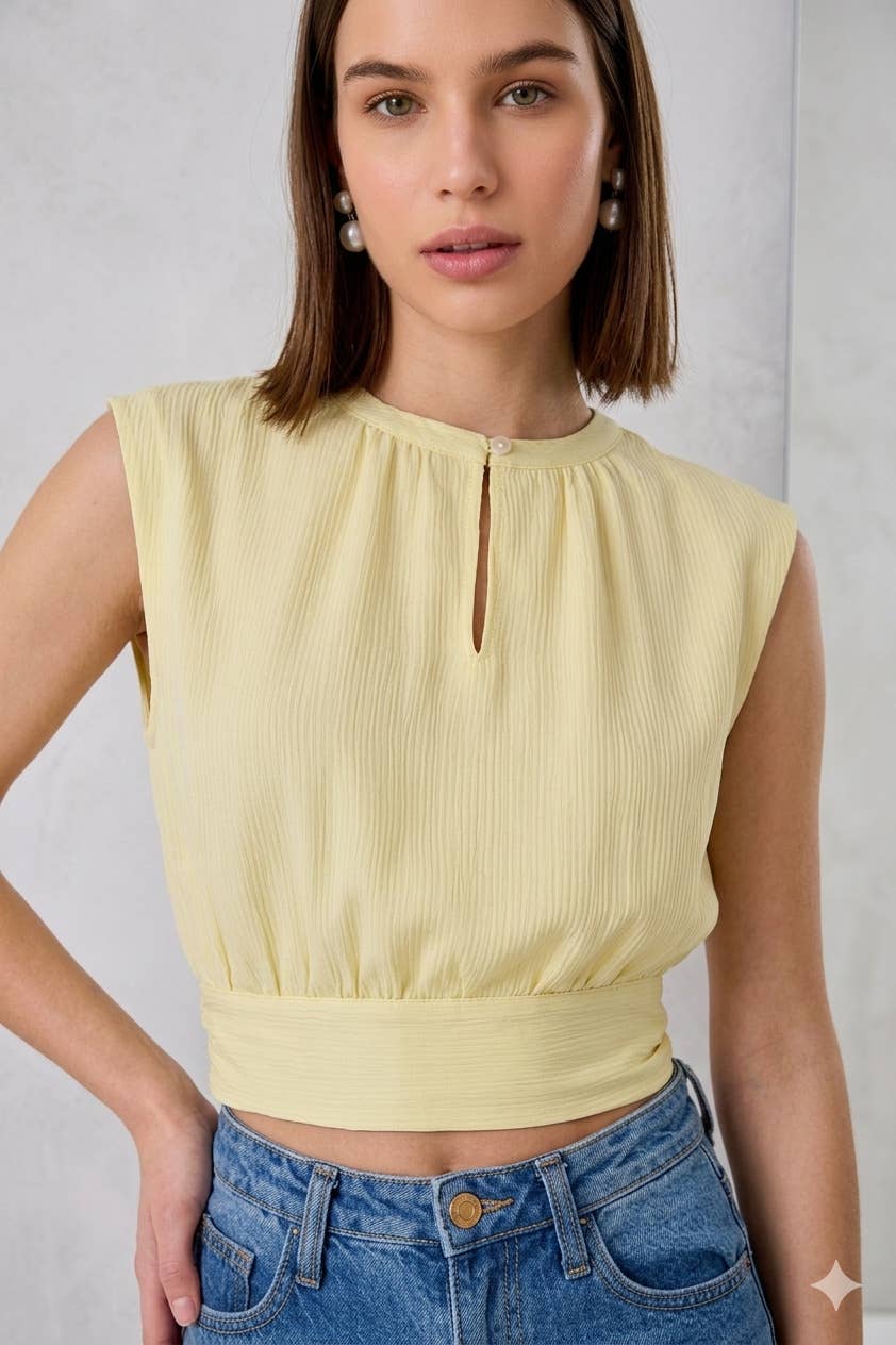 Top corto Maguie con scollo da annodare dietro - CK08161-1