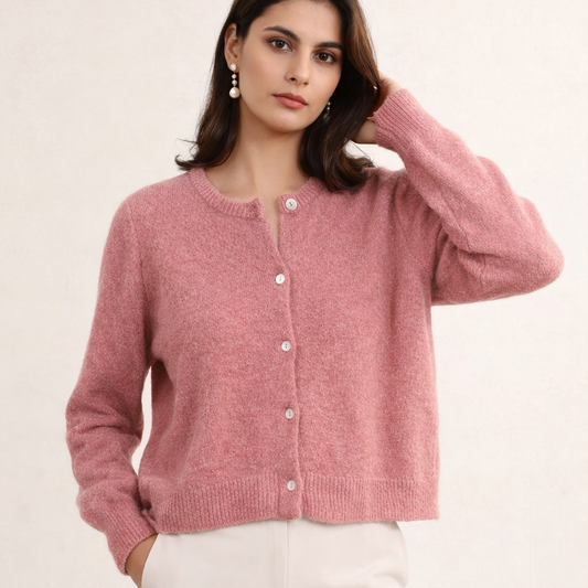 Cardigan con bottoni e scollo tondo