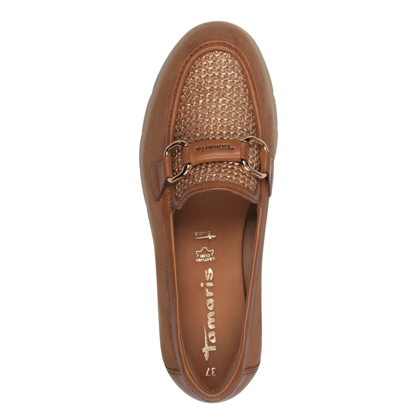 Mocassino in pelle di camoscio e rafia con accessorio
