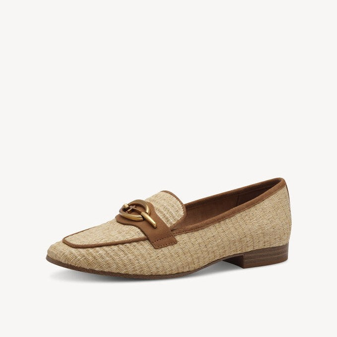 Mocassino pelle e rafia