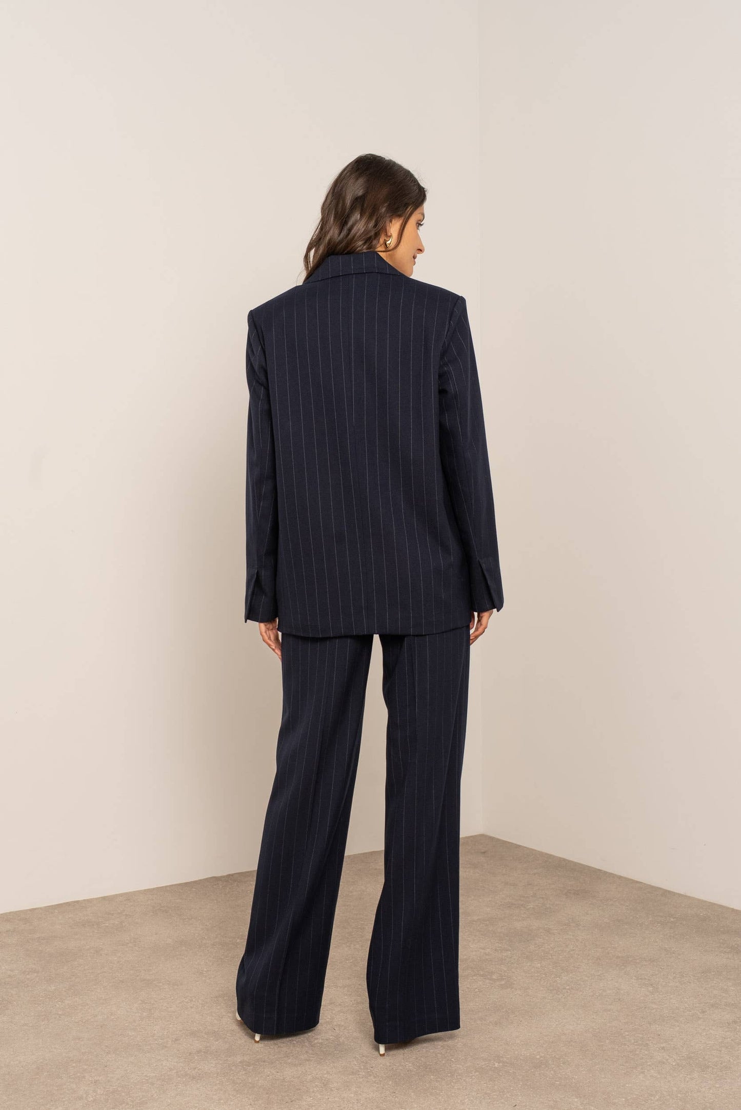 Blazer oversize gessato - Blu