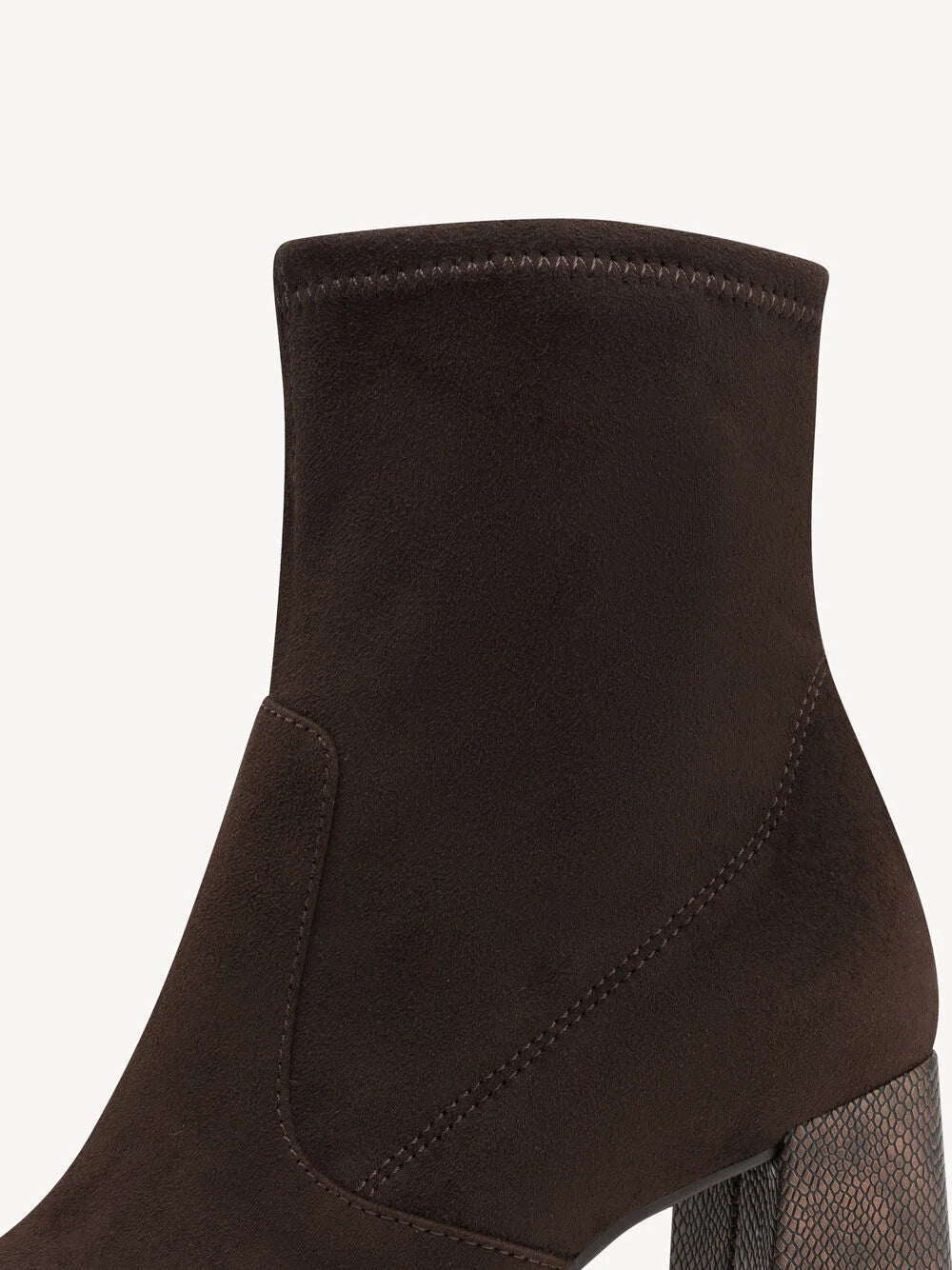 Stivaletto con tacco in pelle scamosciata