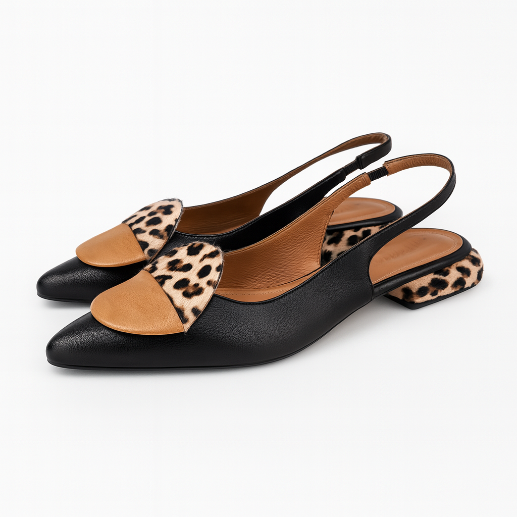 Slingback in pelle dettaglio animalier