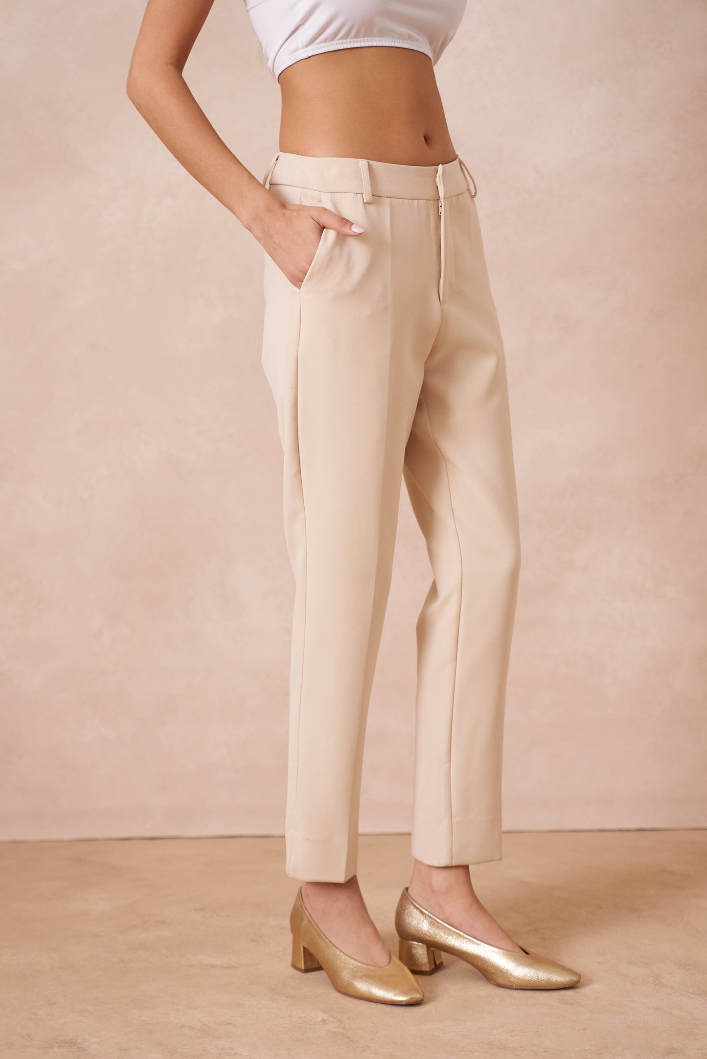 Pantaloni sigaretta - Beige/Blu