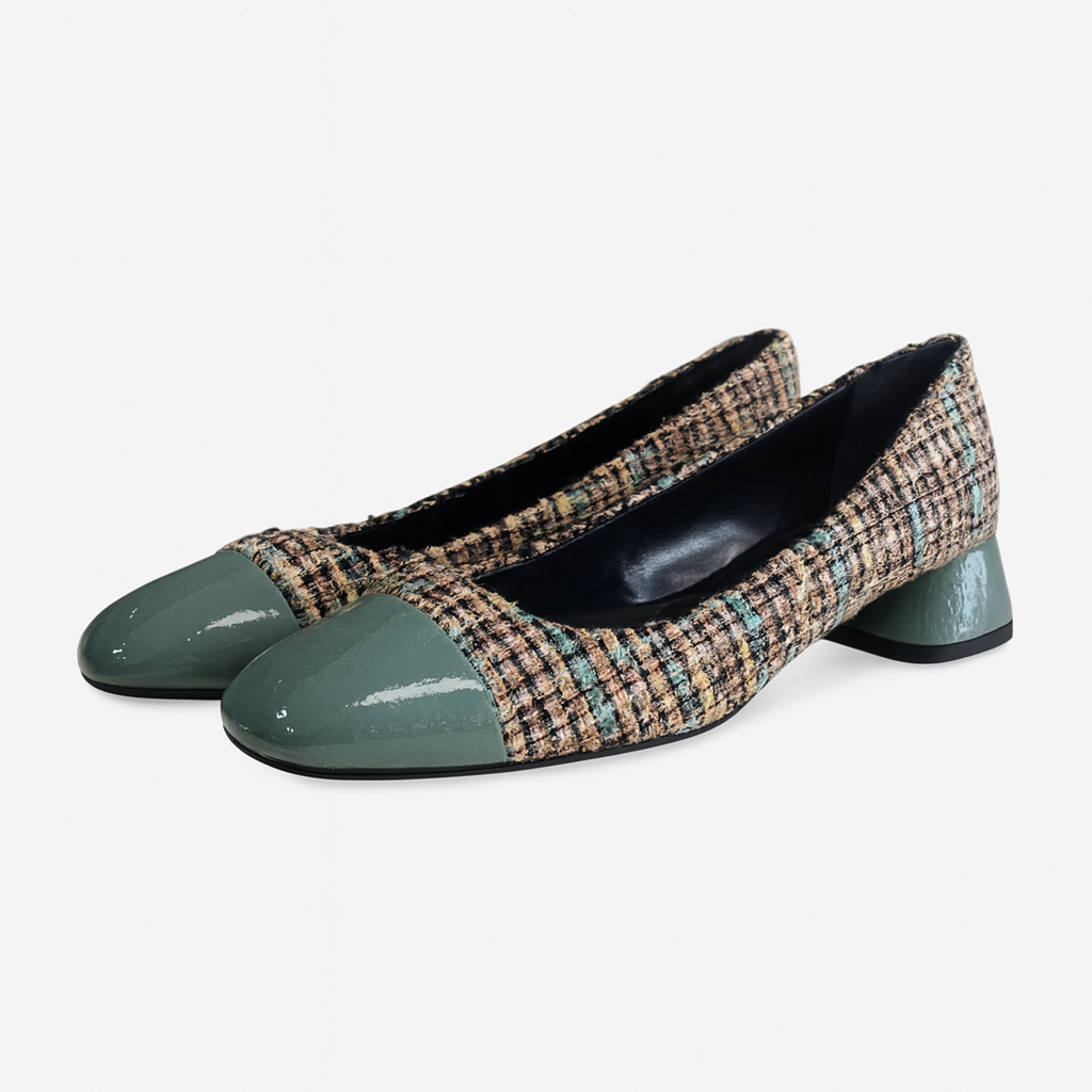 Scarpa Manila in tweed e vernice
