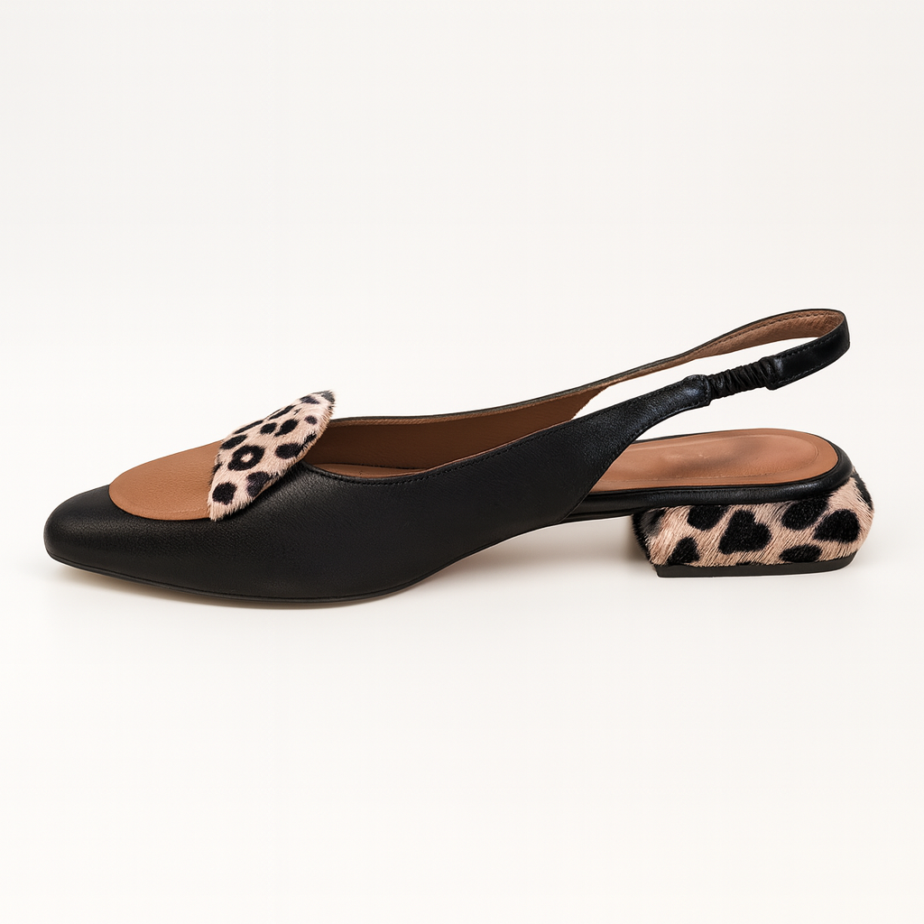 Slingback in pelle dettaglio animalier