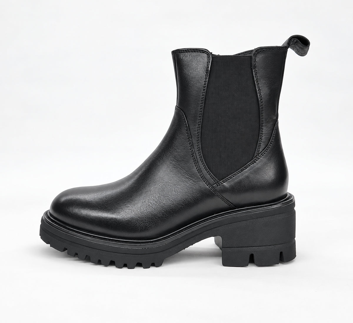 Chelsea in Pelle Nera Con Tacco ed Elastico