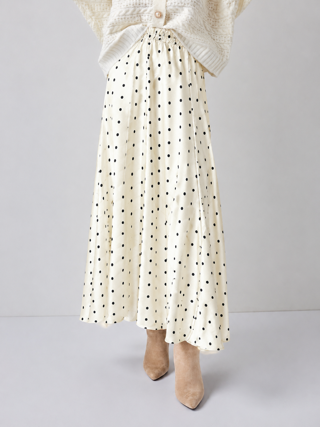 Gonna Valentine stampa satinata a pois - CK08152-7