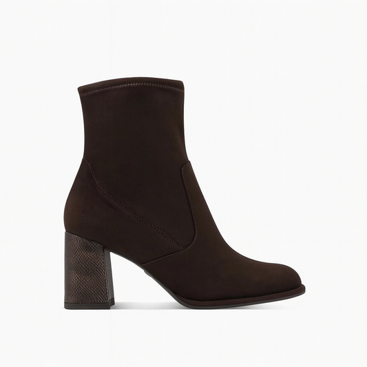 Stivaletto con tacco in pelle scamosciata