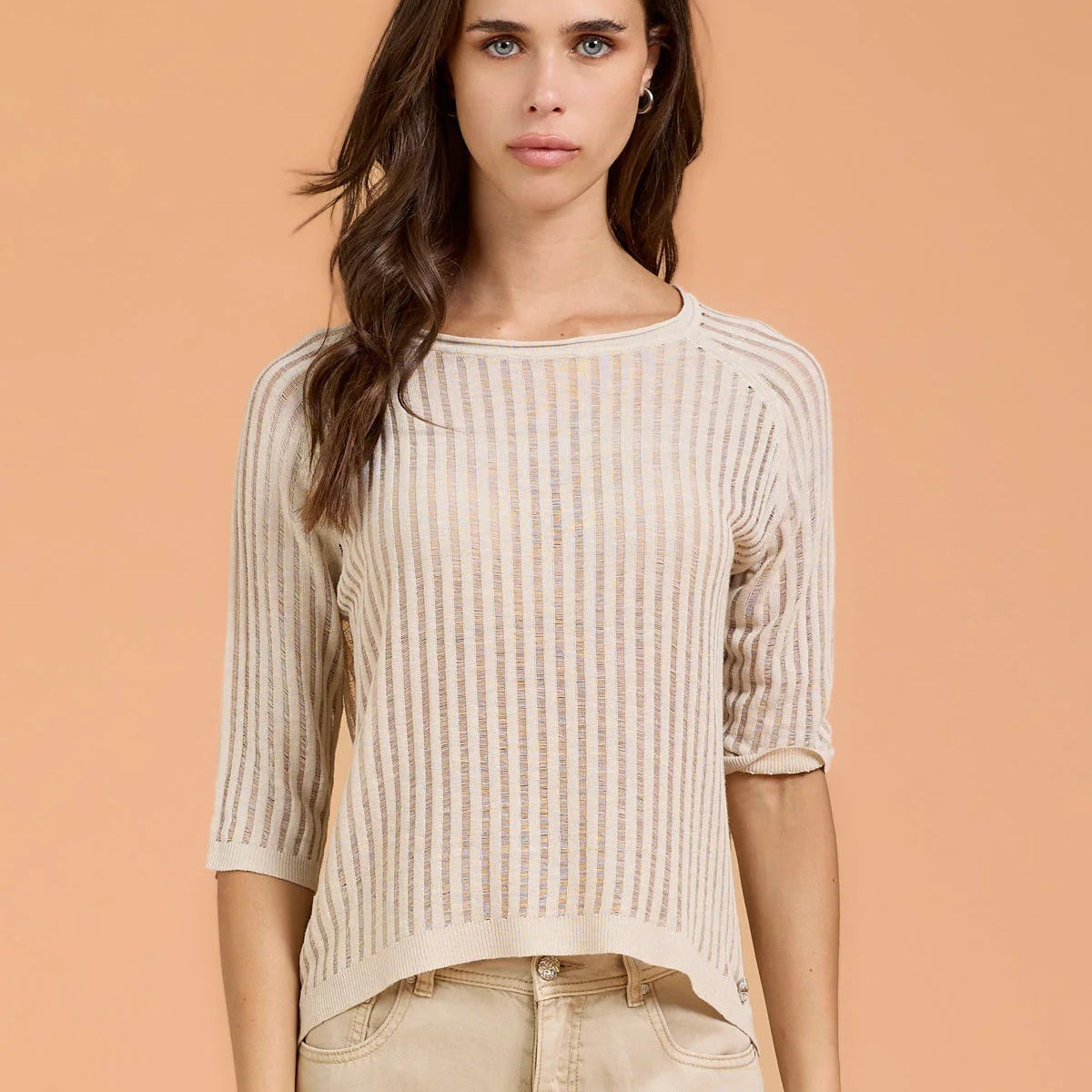 Maglia girocollo trasparenze