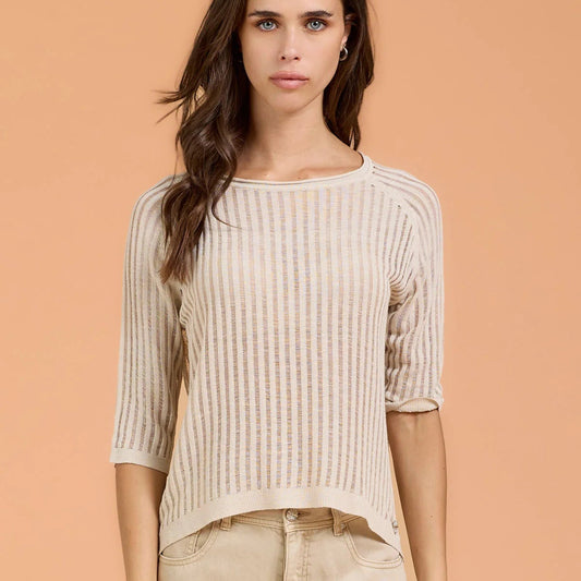 Maglia girocollo trasparenze