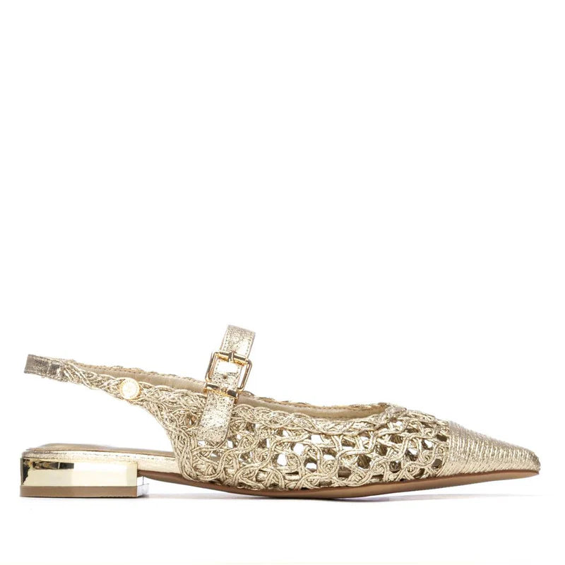 Slingback bassa intrecciata - Oro