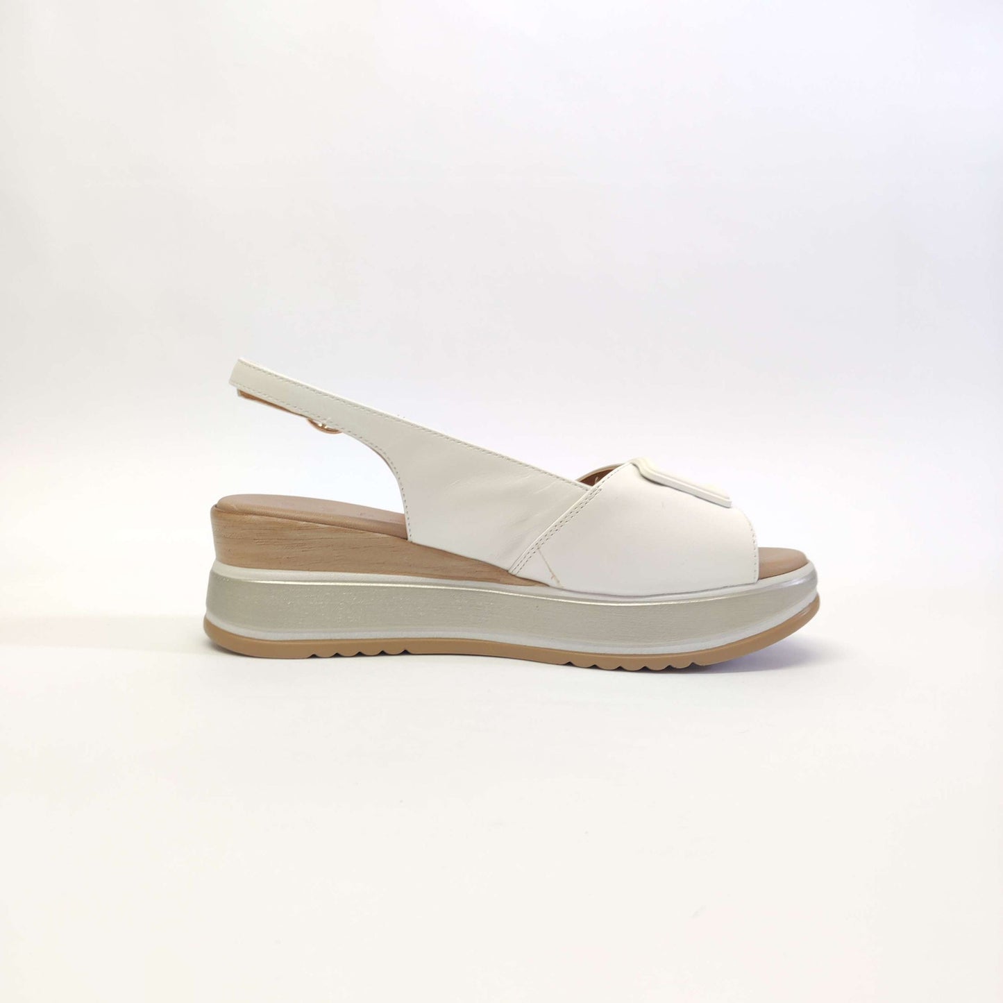 Sandalo Repo in pelle bianca co accessorio