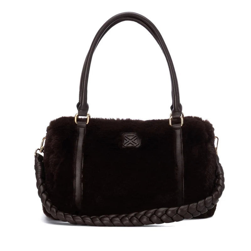 Borsa in ecopelliccia brown