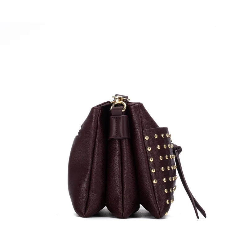 Tracolla con borchie burgundy