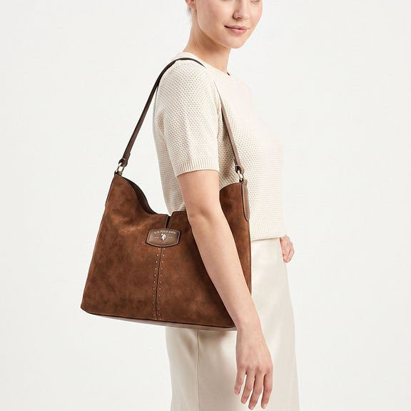 Borsa a spalla in camoscio Us.Polo