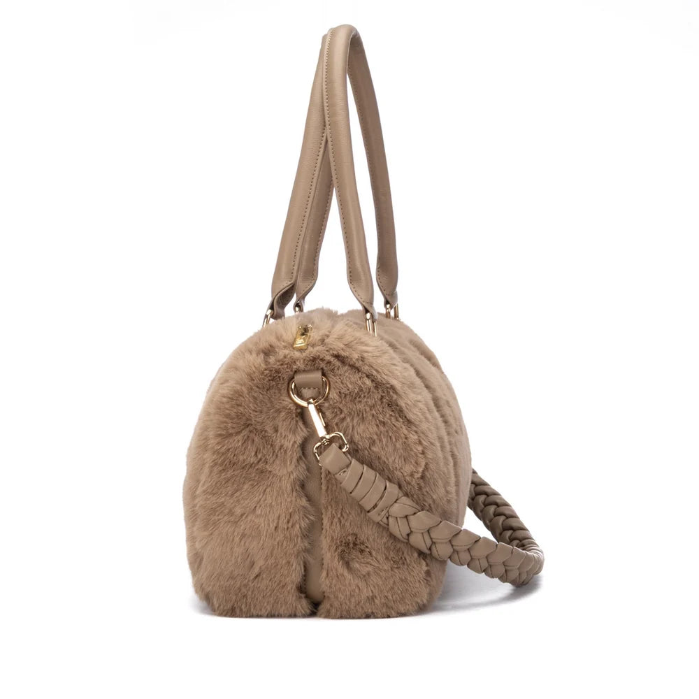 Borsa in ecopelliccia beige