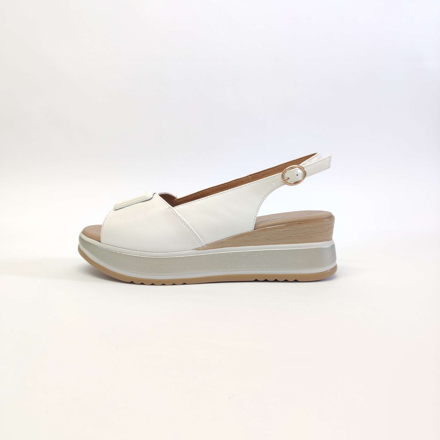 Sandalo Repo in pelle bianca co accessorio