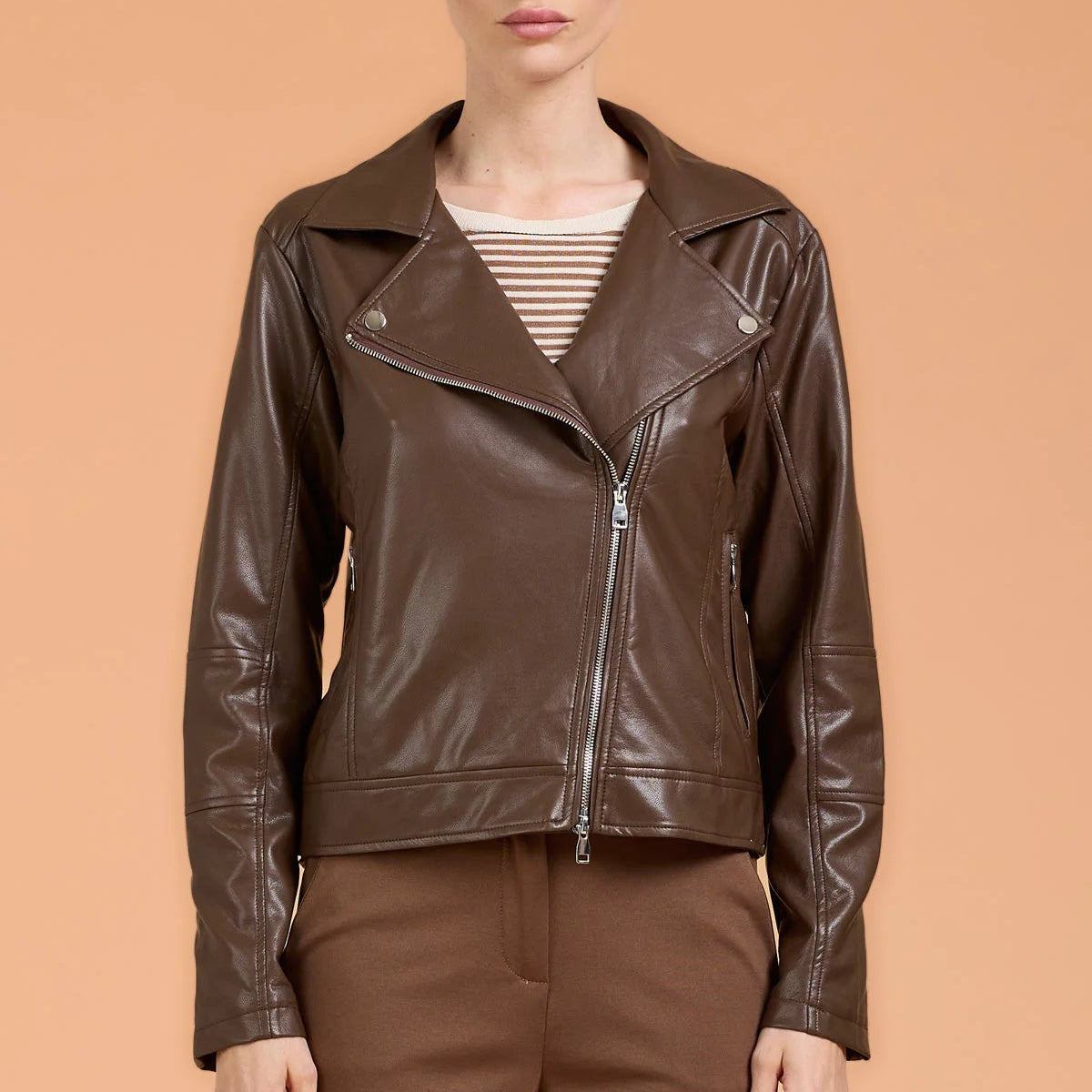 Chiodo in ecopelle - Brown