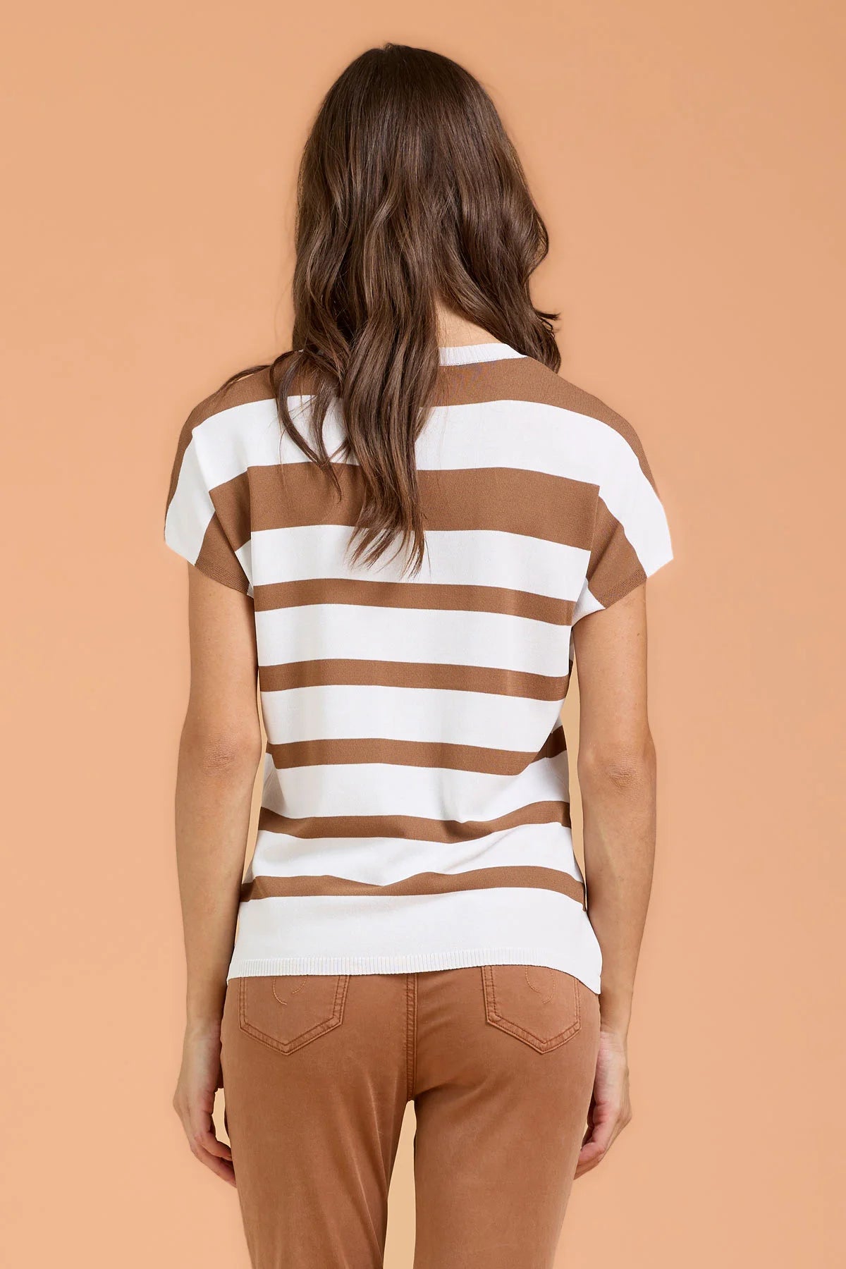 T-shirt righe e paillettes - Mocha